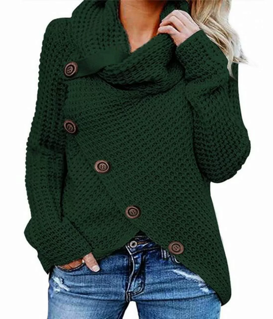 FIDDY 2-in-1-Pullover DamenCardigans–Damen-Rollkragenpullover–Damen-Strickp günstig online kaufen