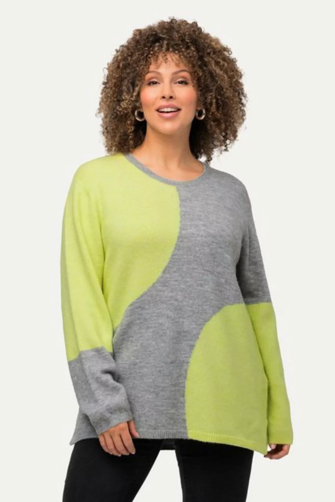 Ulla Popken Strickpullover Pullover Colorblocking Rundhals Langarm günstig online kaufen