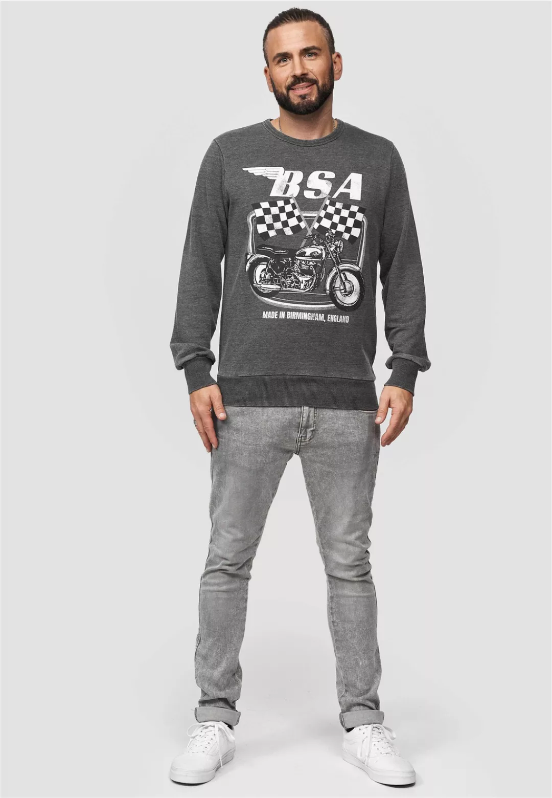 Recovered Sweatshirt "BritishMotor Flag Charcoal Vintage", mit coolem Print günstig online kaufen