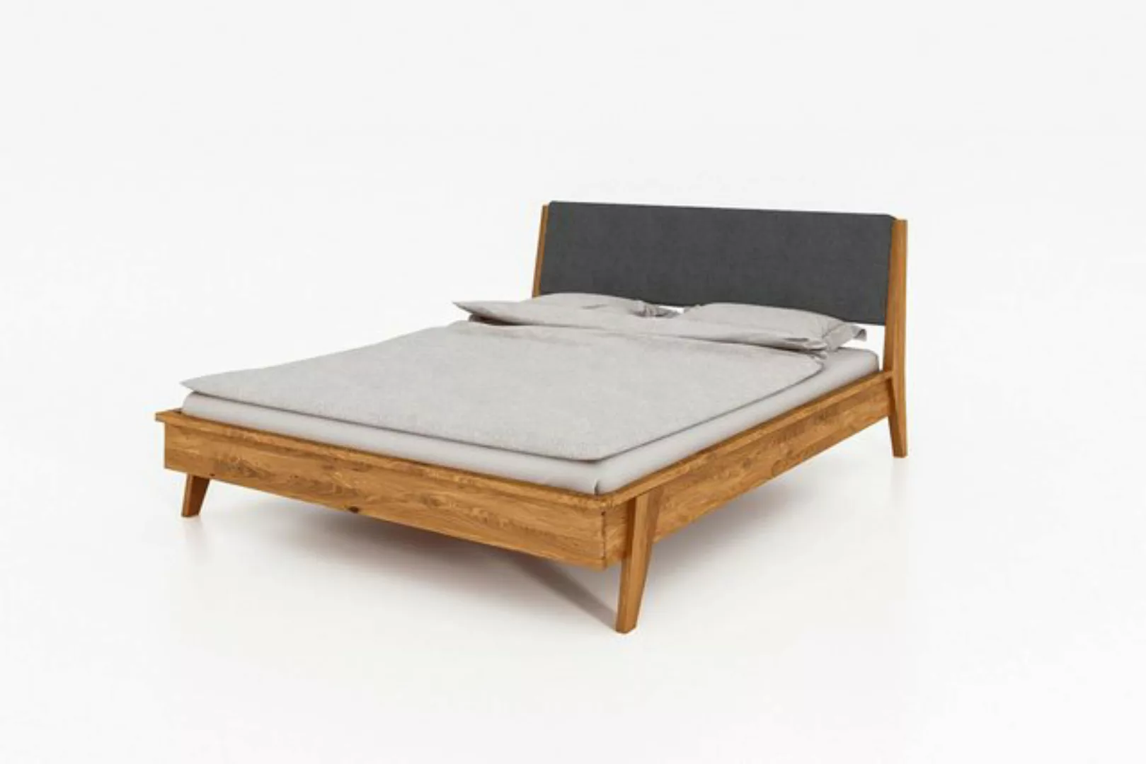 Natur24 Einzelbett Bett Jetro 1 Sonderlänge 120x210 Wildeiche Polsterkopfte günstig online kaufen