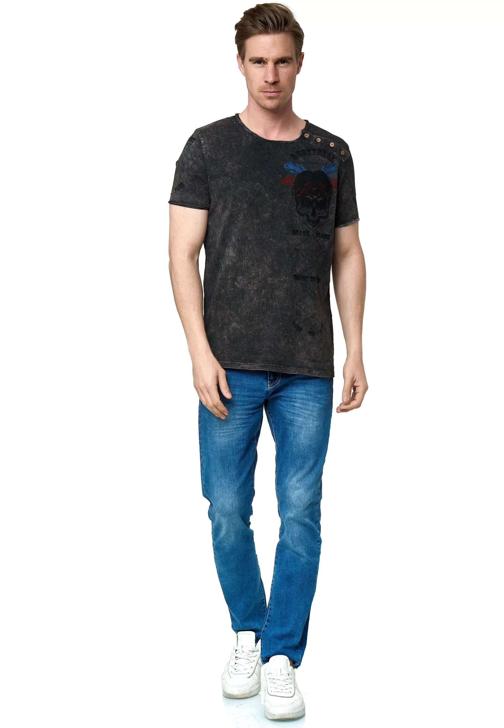 Rusty Neal T-Shirt, in lässiger Batik-Optik günstig online kaufen