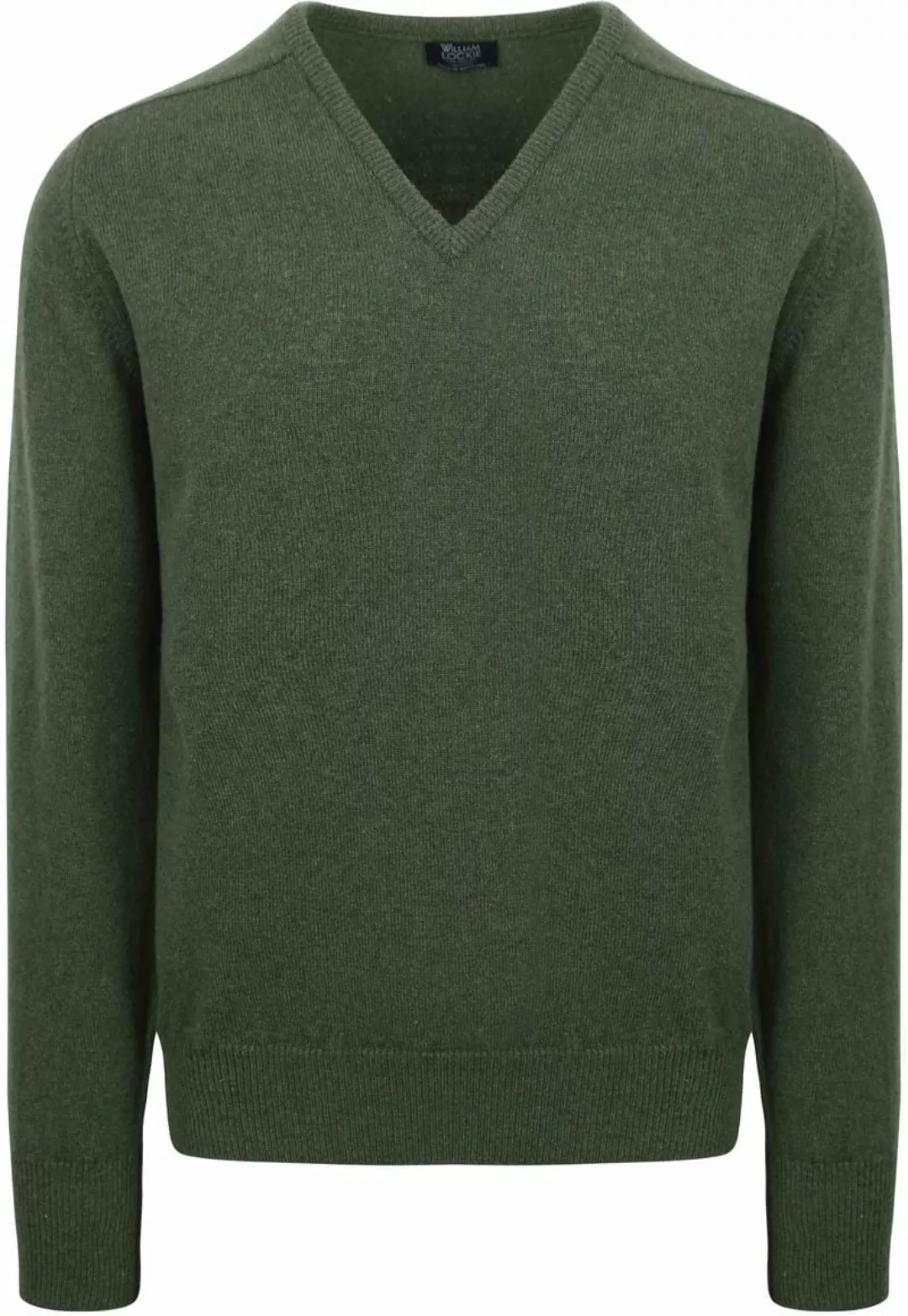 William Lockie V-Auschnitt Pullover Lammwolle Grün - Größe M günstig online kaufen