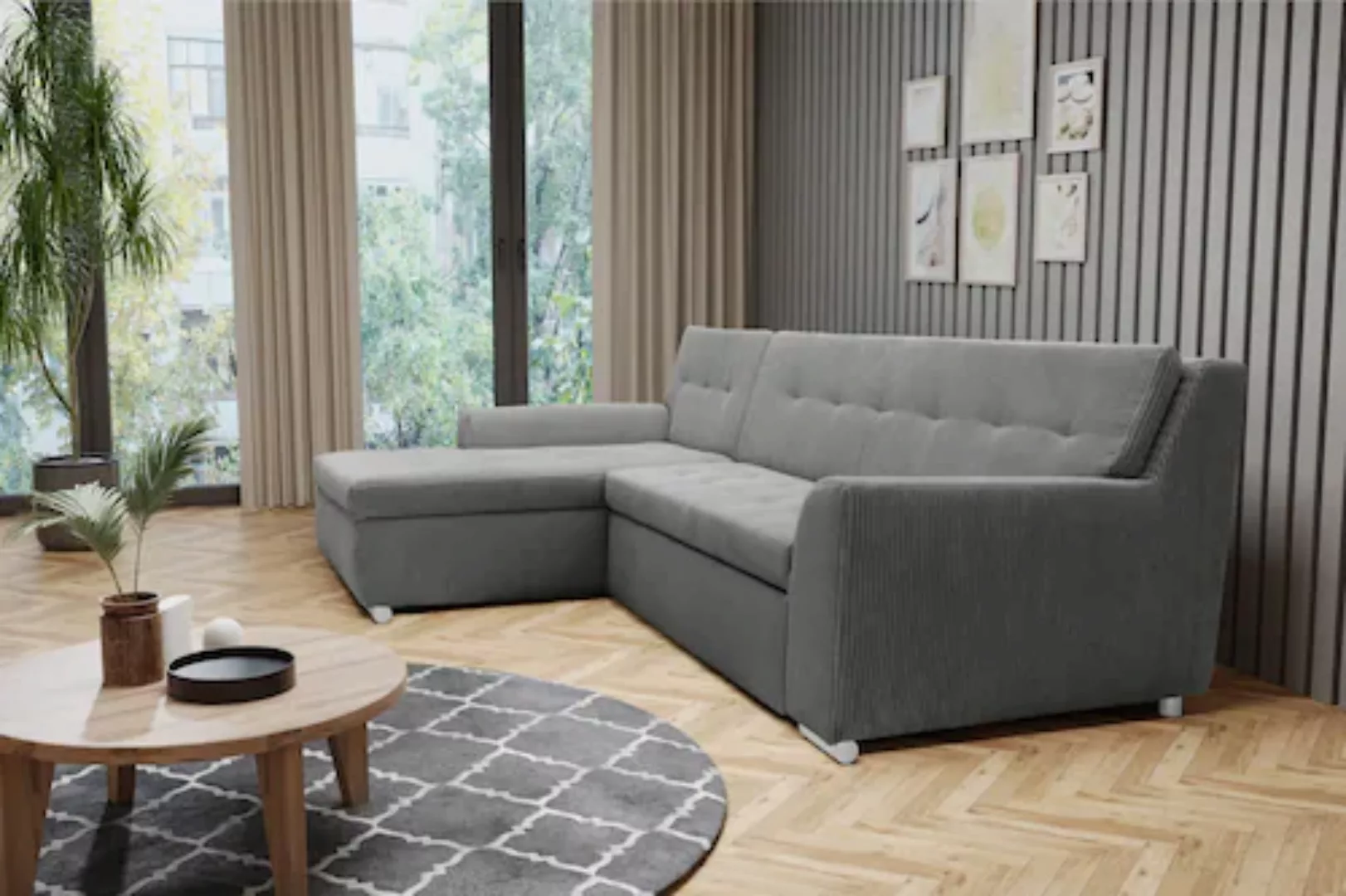 DOMO collection Ecksofa Treviso, wahlweise mit Bettfunktion, incl. Zierkiss günstig online kaufen