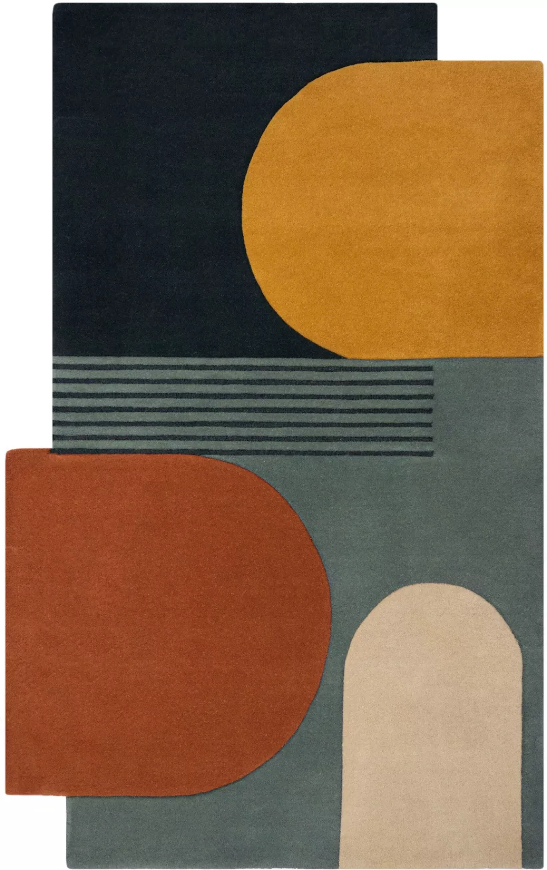 FLAIR RUGS Wollteppich »Lozenge«, rechteckig, 10 mm Höhe, Kurzflor, Retro M günstig online kaufen