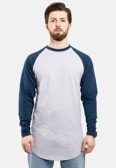 Blackskies T-Shirt Baseball Longshirt T-Shirt Ashgrau-Petrol Small günstig online kaufen