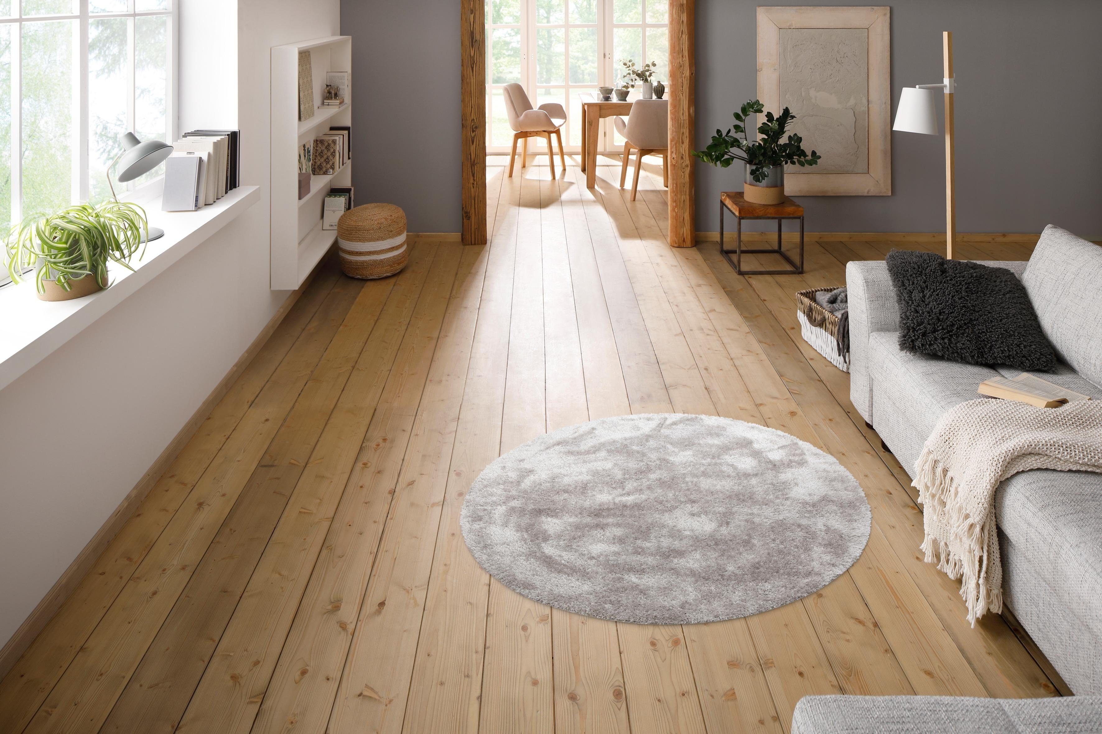 my home Hochflor-Teppich Malin, rund, Höhe: günstig online kaufen