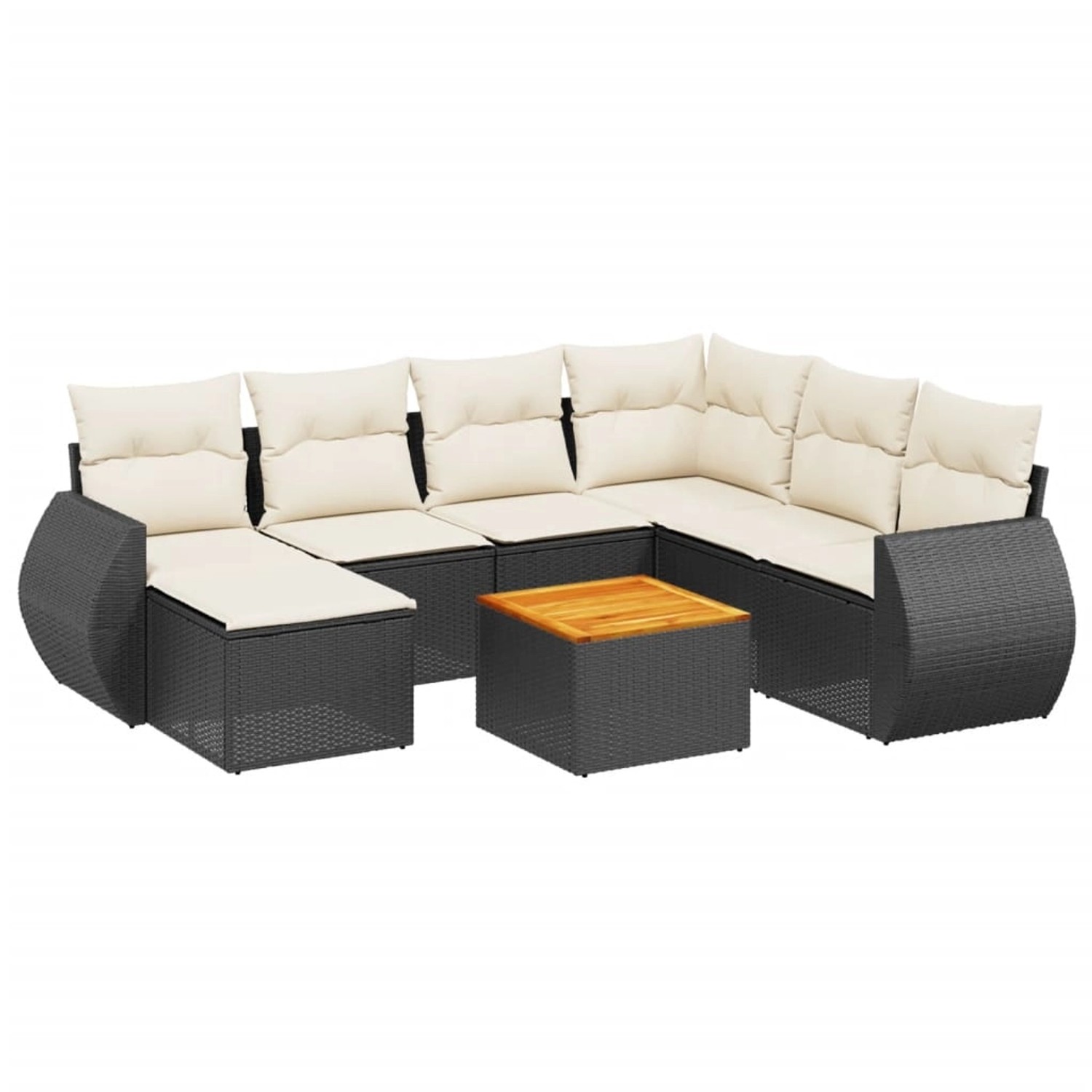 vidaXL 8-Tlg Garten-Sofagarnitur mit Kissen Schwarz Poly Rattan 3225118 günstig online kaufen