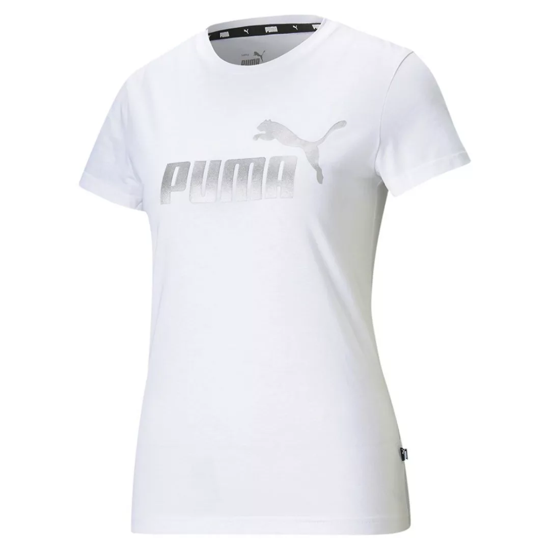 Puma Essential+ Metallic Logo Kurzarm T-shirt XS Puma White / Silver günstig online kaufen