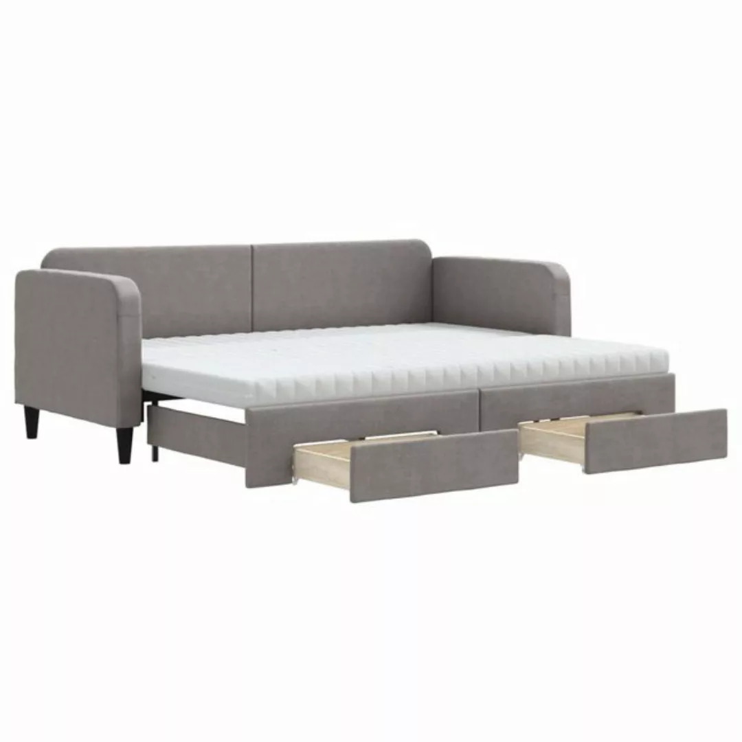 vidaXL Bett Tagesbett Ausziehbar mit Schubladen Taupe 80x200 cm Stoff günstig online kaufen