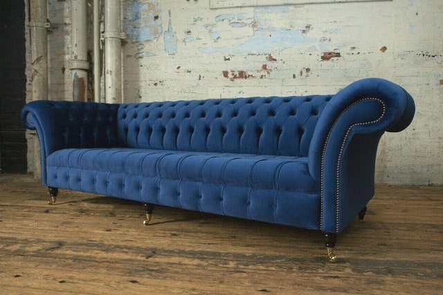 Xlmoebel 4-Sitzer Luxuriöses Polstersofa aus Stoff in Blau, Designer-Couch günstig online kaufen