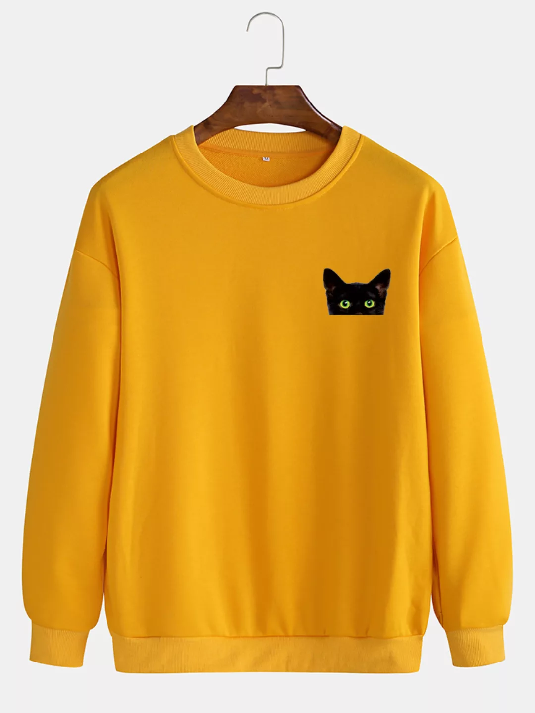 Herren Baumwolle einfarbig lässig Pullover Sweatshirts mit Cartoon schwarz günstig online kaufen