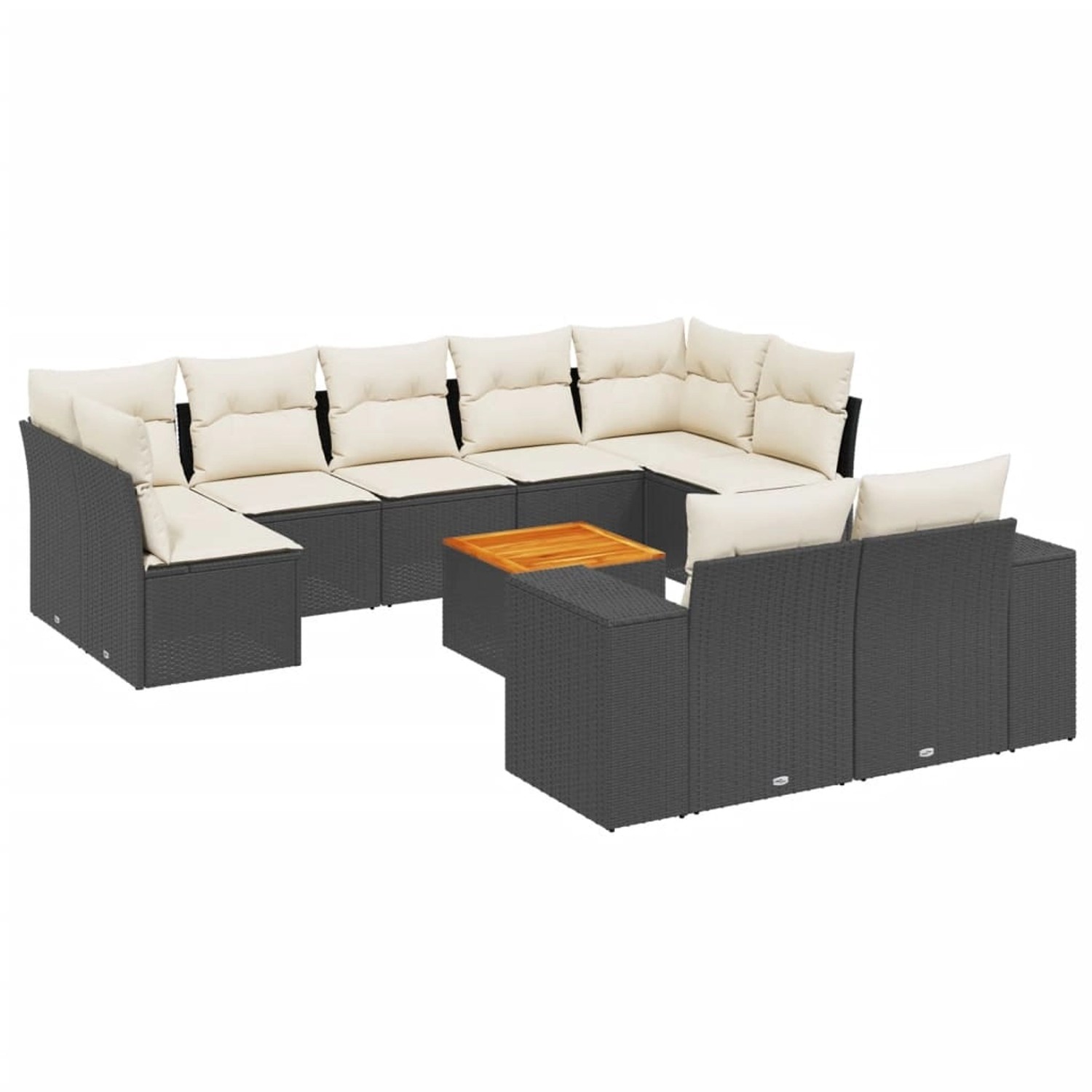 vidaXL 10-tlg Garten-Sofagarnitur mit Kissen Schwarz Poly Rattan Modell 80 günstig online kaufen