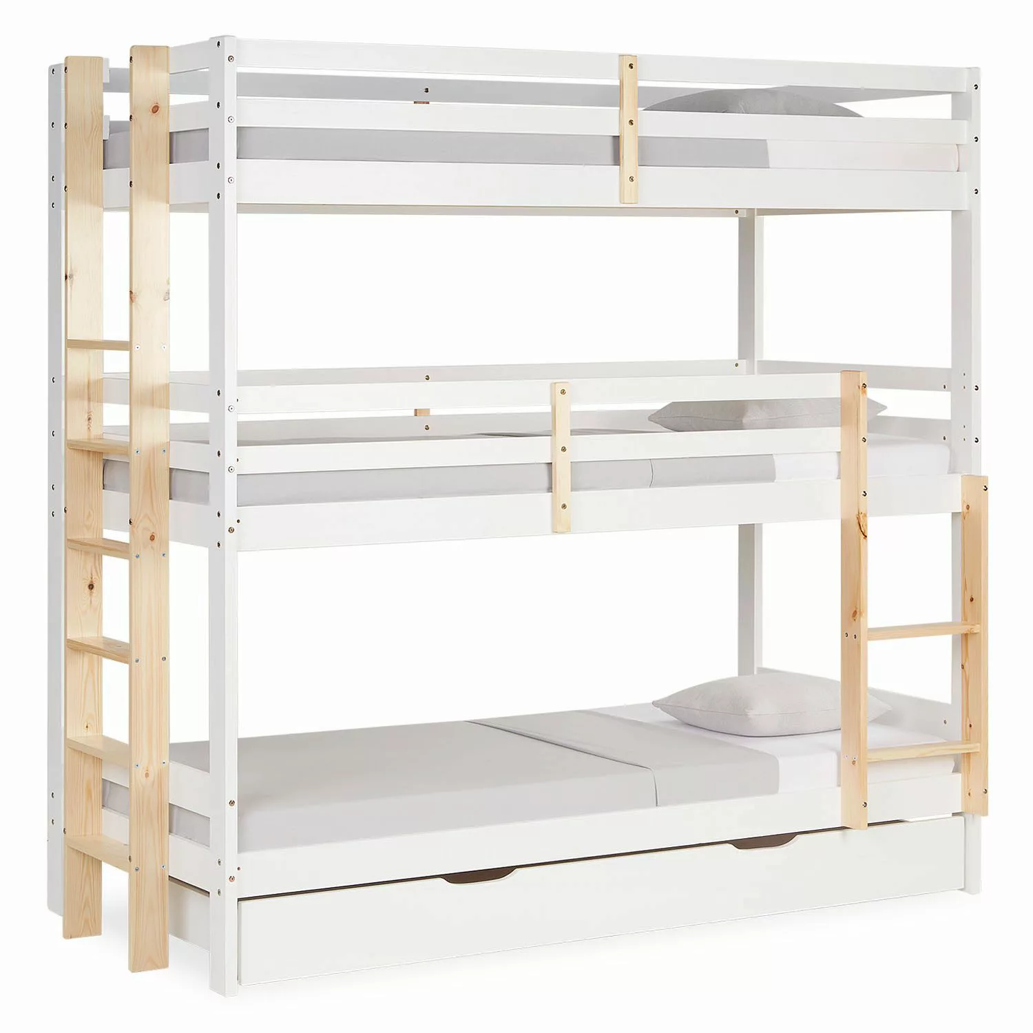 Homestyle4u Etagenbett 90x200 Dreifach Hochbett Weiß günstig online kaufen