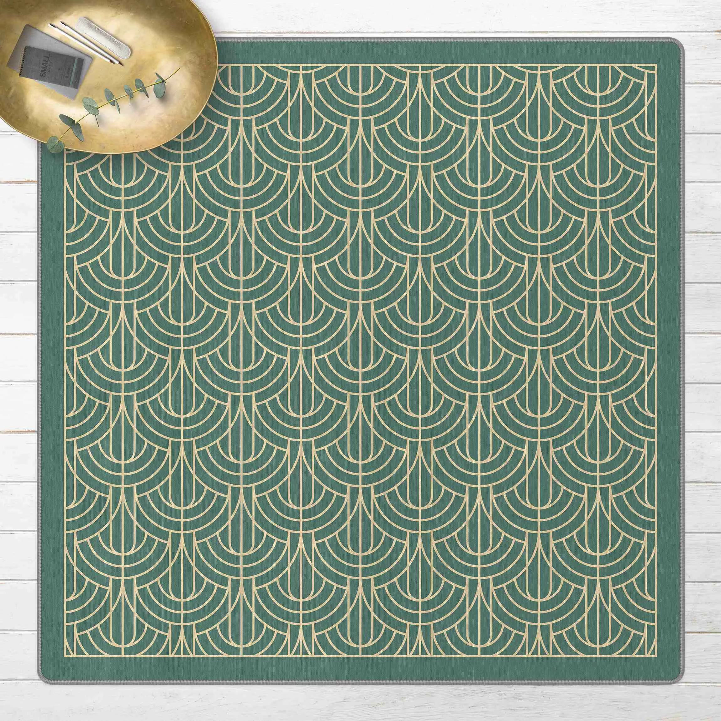 Teppich Art Deco Vorhang Muster mit Rahmen günstig online kaufen