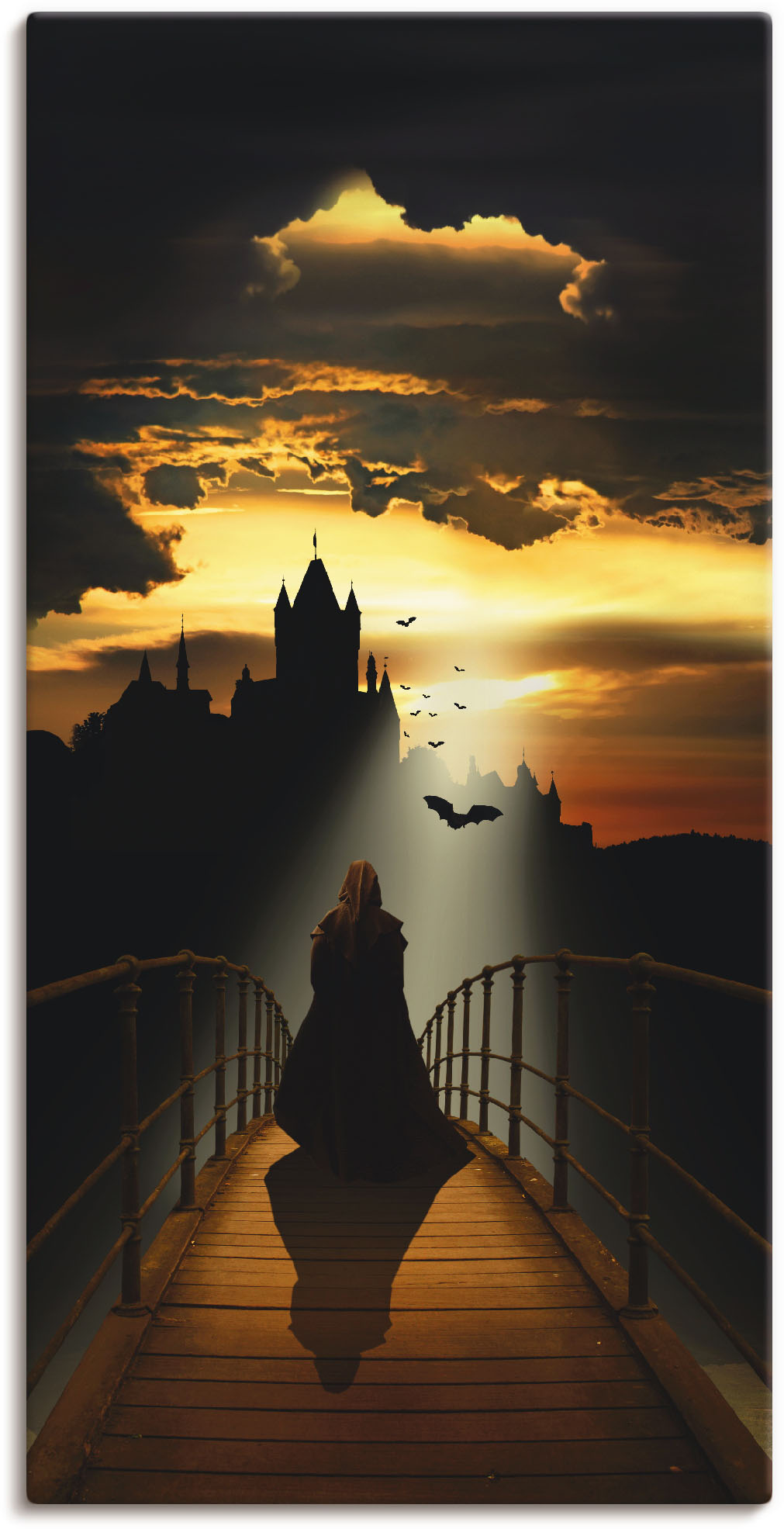 Artland Wandbild "Der Mönch auf dem Weg zur Burg", Dark Fantasy, (1 St.), a günstig online kaufen