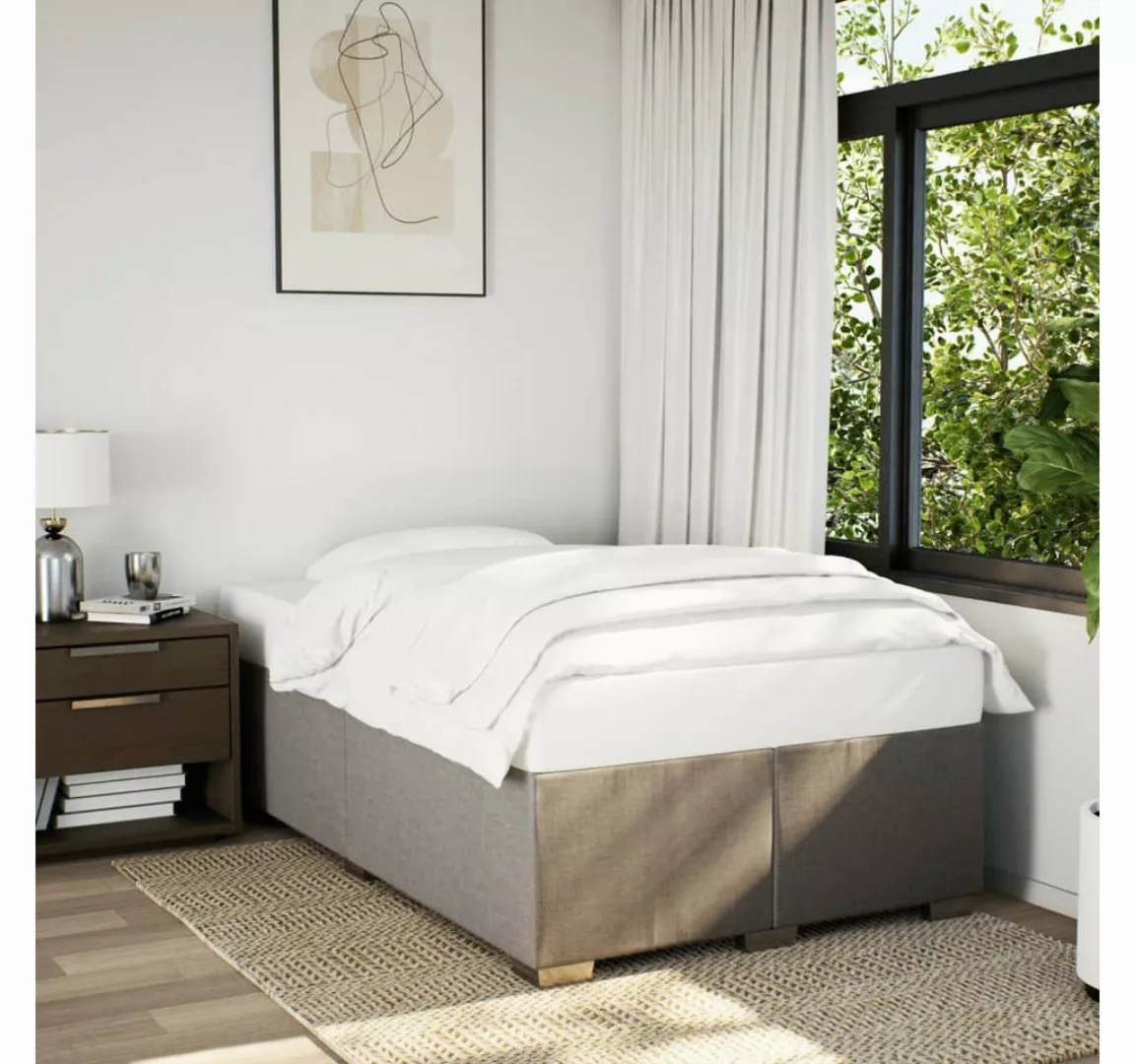 vidaXL Bett, Bettgestell ohne Matratze Taupe 120x190 cm Stoff günstig online kaufen