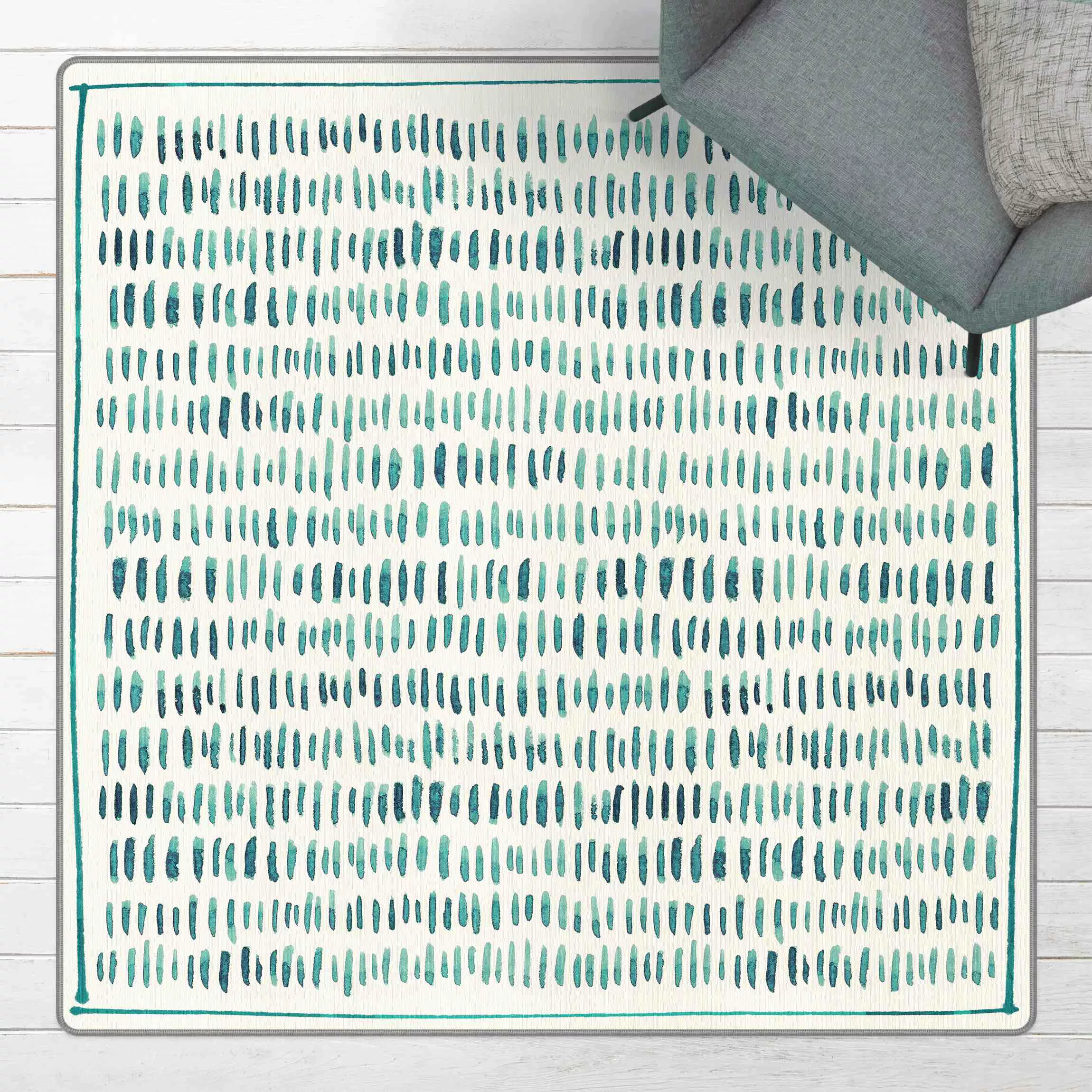 Teppich Aquarell Struktur in Mint mit Rahmen günstig online kaufen