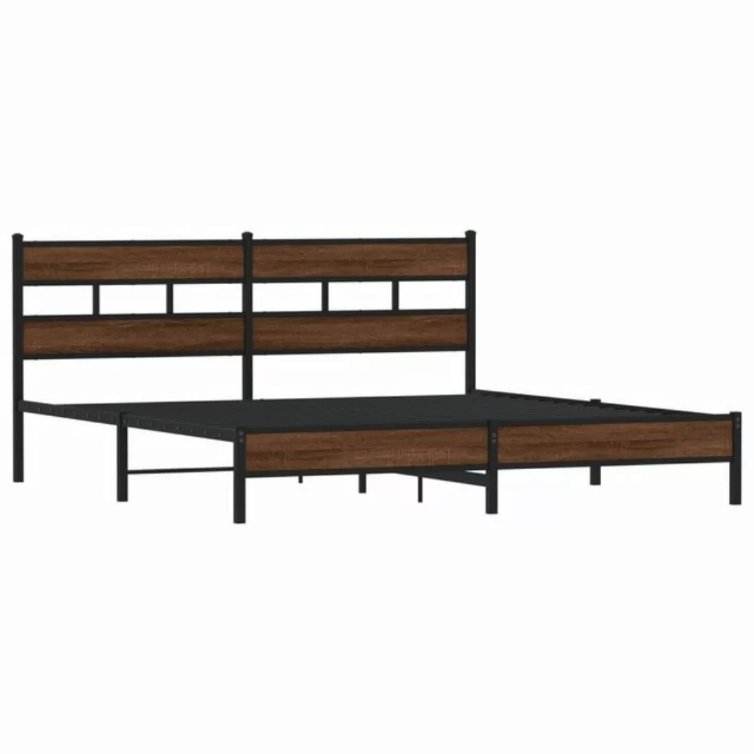 vidaXL Bett, Metallbett ohne Matratze Braun Eichen-Optik 180x200 cm günstig online kaufen