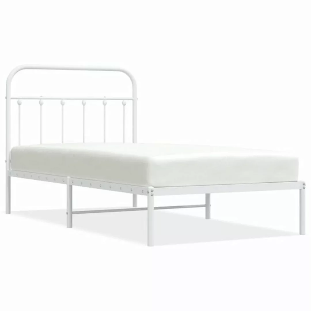 furnicato Bett Bettgestell mit Kopfteil Metall Weiß 100x190 cm günstig online kaufen