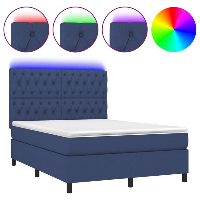 vidaXL Boxspringbett Bett Boxspringbett mit Matratze & LED Stoff (140 x 200 günstig online kaufen