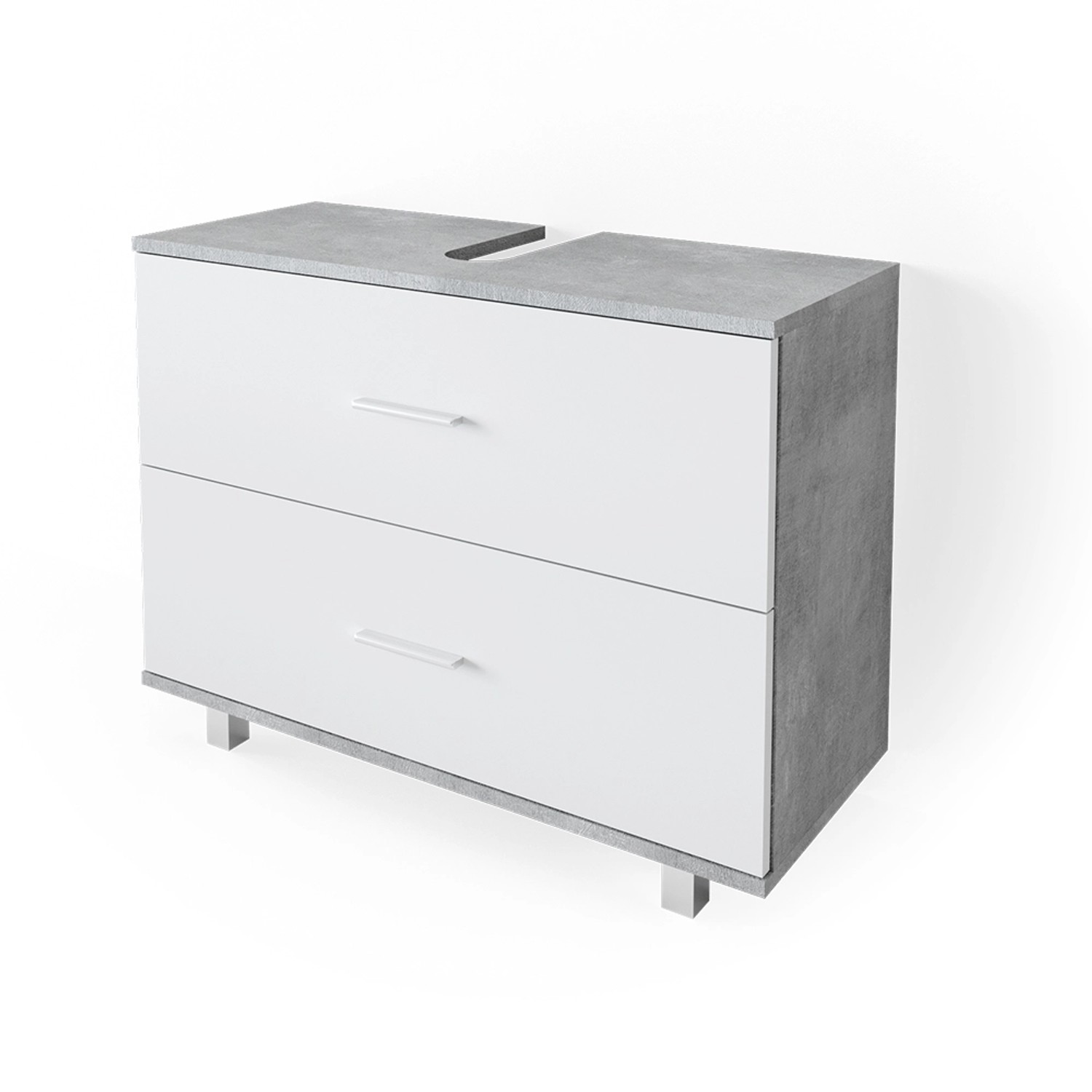 Vicco Waschbeckenunterschrank Ilias, Beton/Weiß, 80 x günstig online kaufen