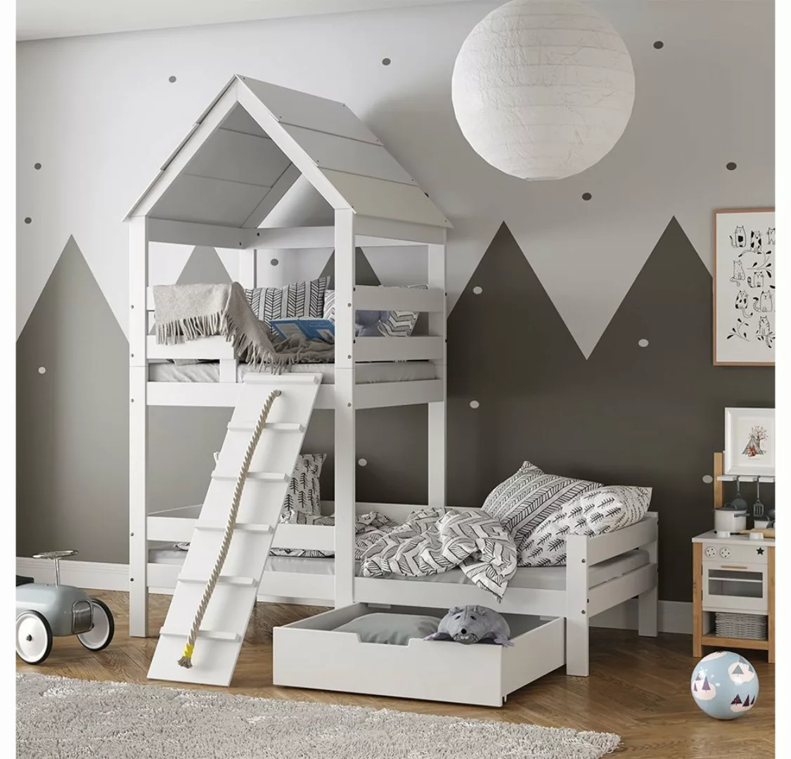 VitaliSpa® Spielbett Spielturmbett Kinderbett TEDDY 208x235 cm Weiß Schubla günstig online kaufen