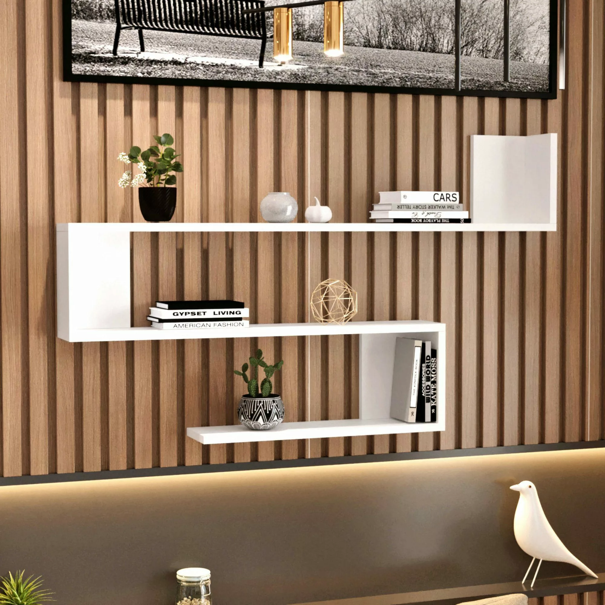 en.casa Wandregal, »Kitee« mit 3 Ablageflächen günstig online kaufen