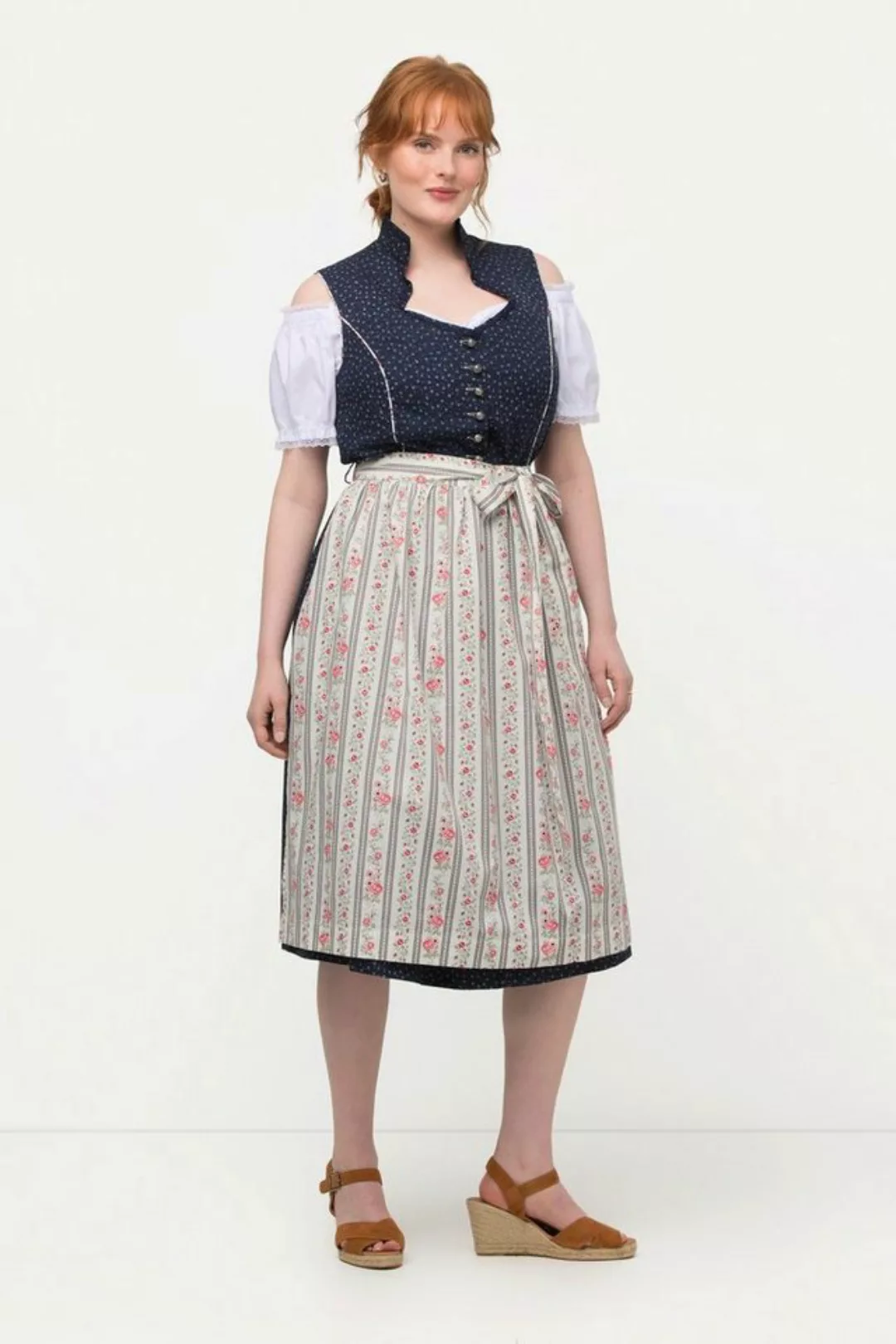 Ulla Popken Dirndl Dirndl Herzausschnitt Schmuckknöpfe ärmellos günstig online kaufen