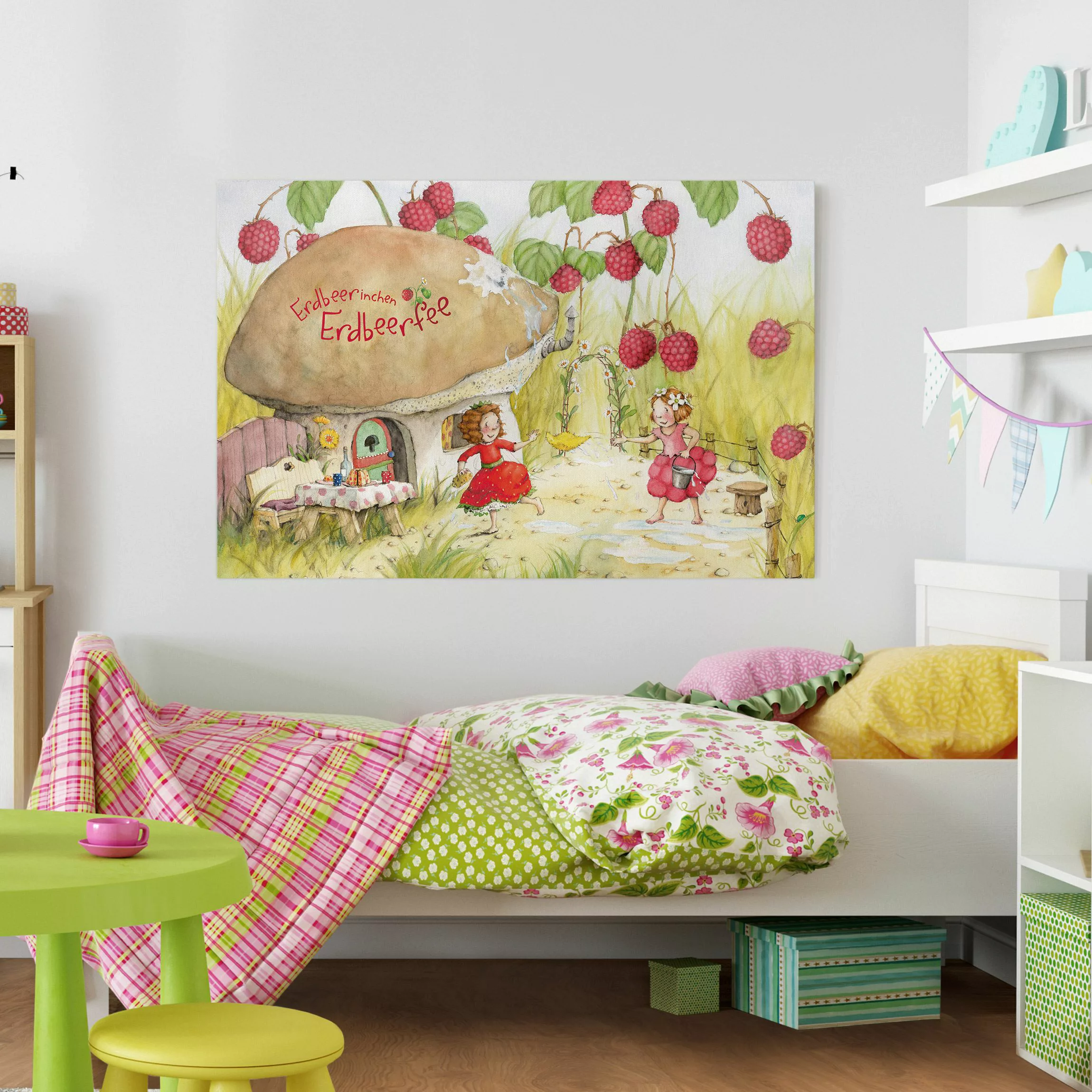 Leinwandbild Kinderzimmer - Querformat Erdbeerinchen Erdbeerfee - Unter dem günstig online kaufen