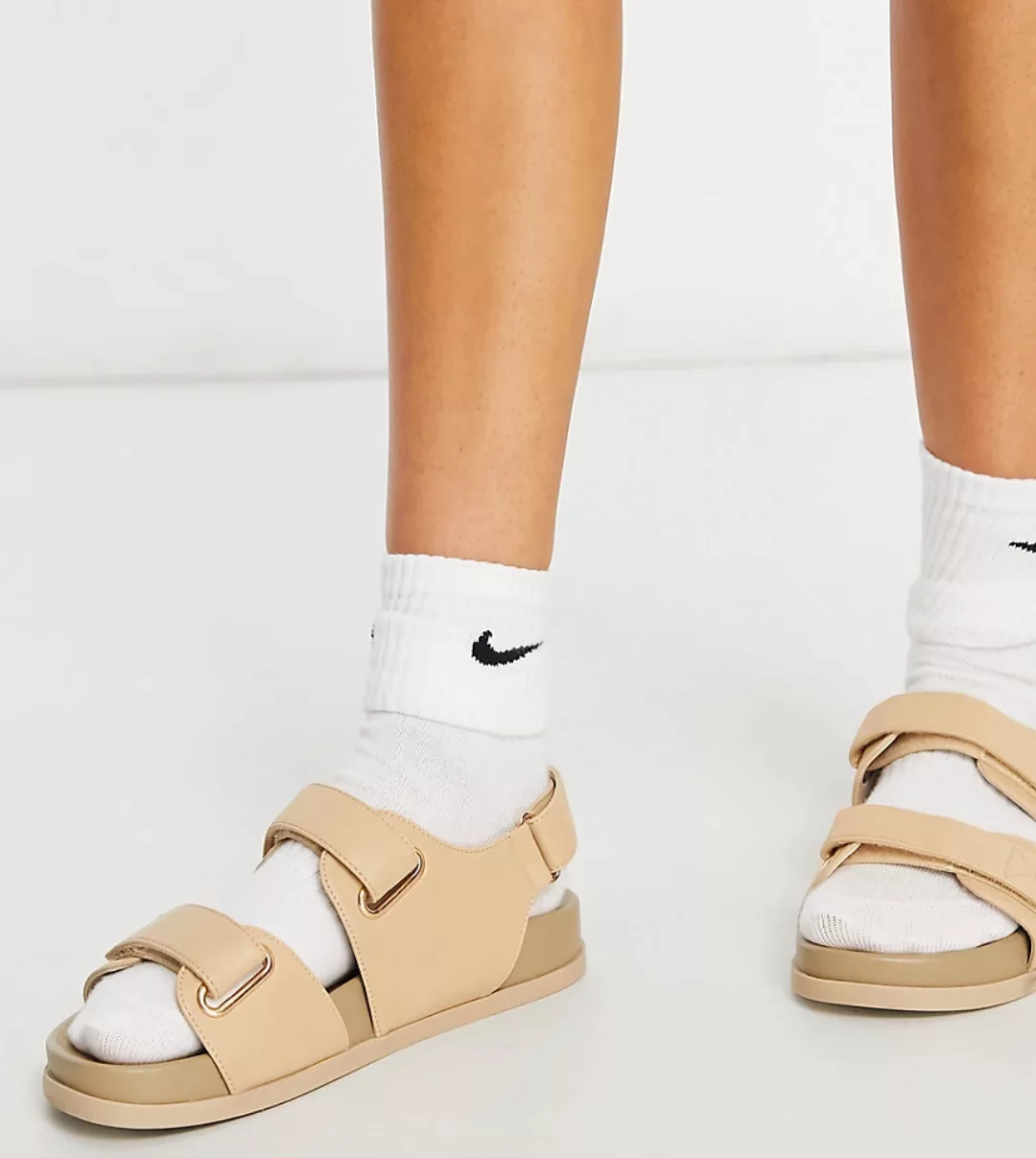 ASOS DESIGN Wide Fit – Factually – Sportliche Sandalen in Beige-Neutral günstig online kaufen