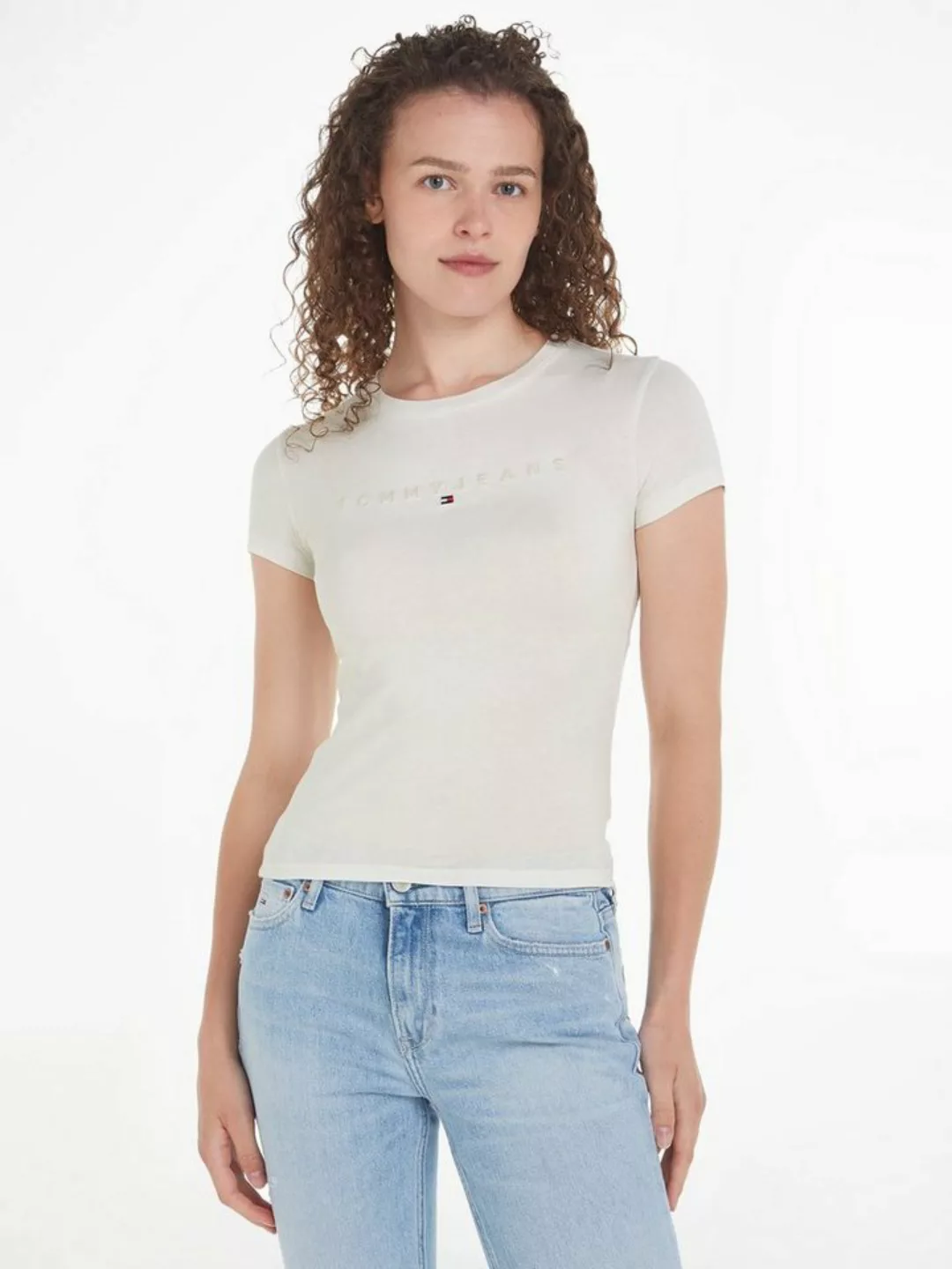 Tommy Jeans Rundhalsshirt TJW SLIM TONAL LINEAR TEE mit gesticktem Tommy Je günstig online kaufen