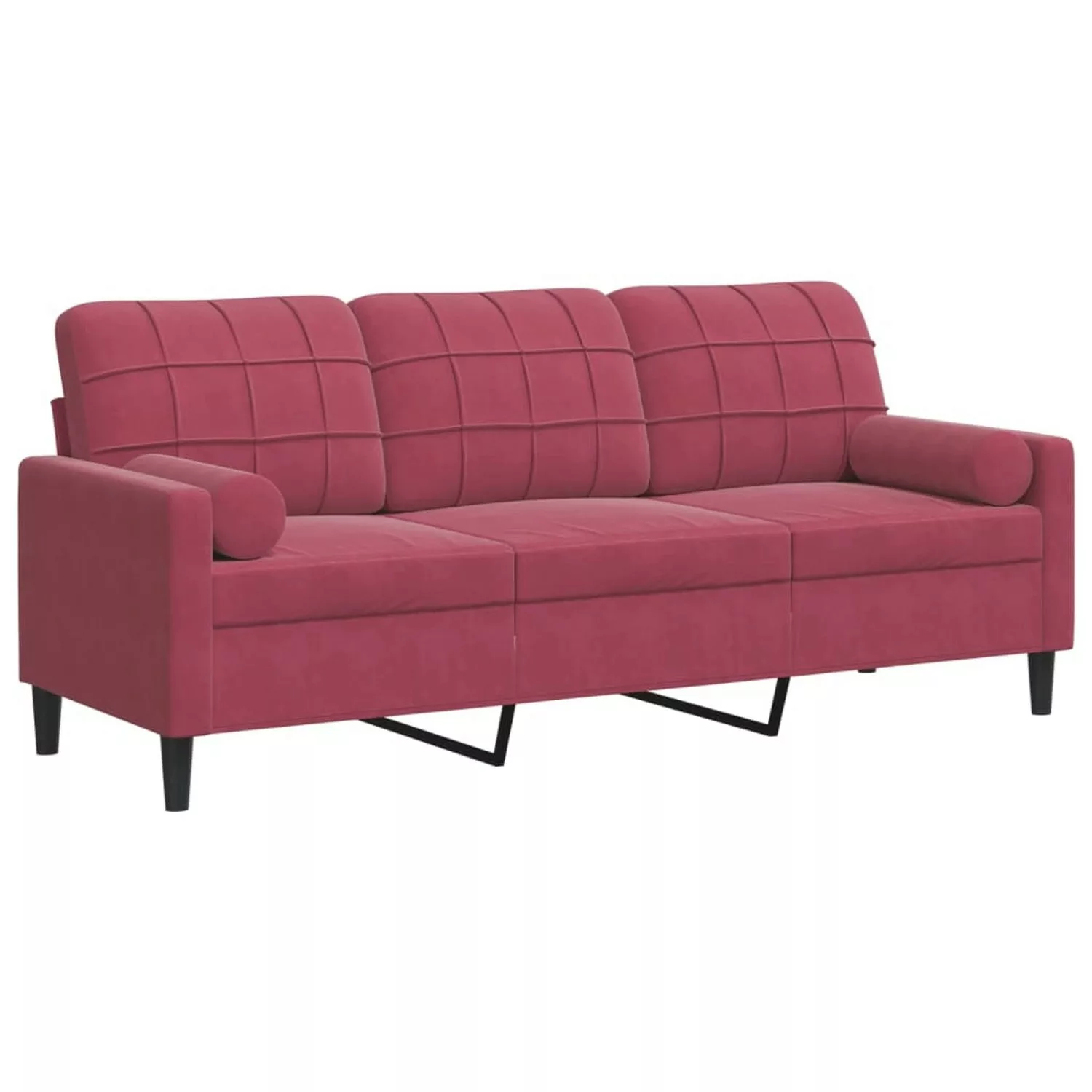 vidaXL Sofa, 3-Sitzer-Sofa mit Zierkissen Weinrot 180 cm Samt günstig online kaufen