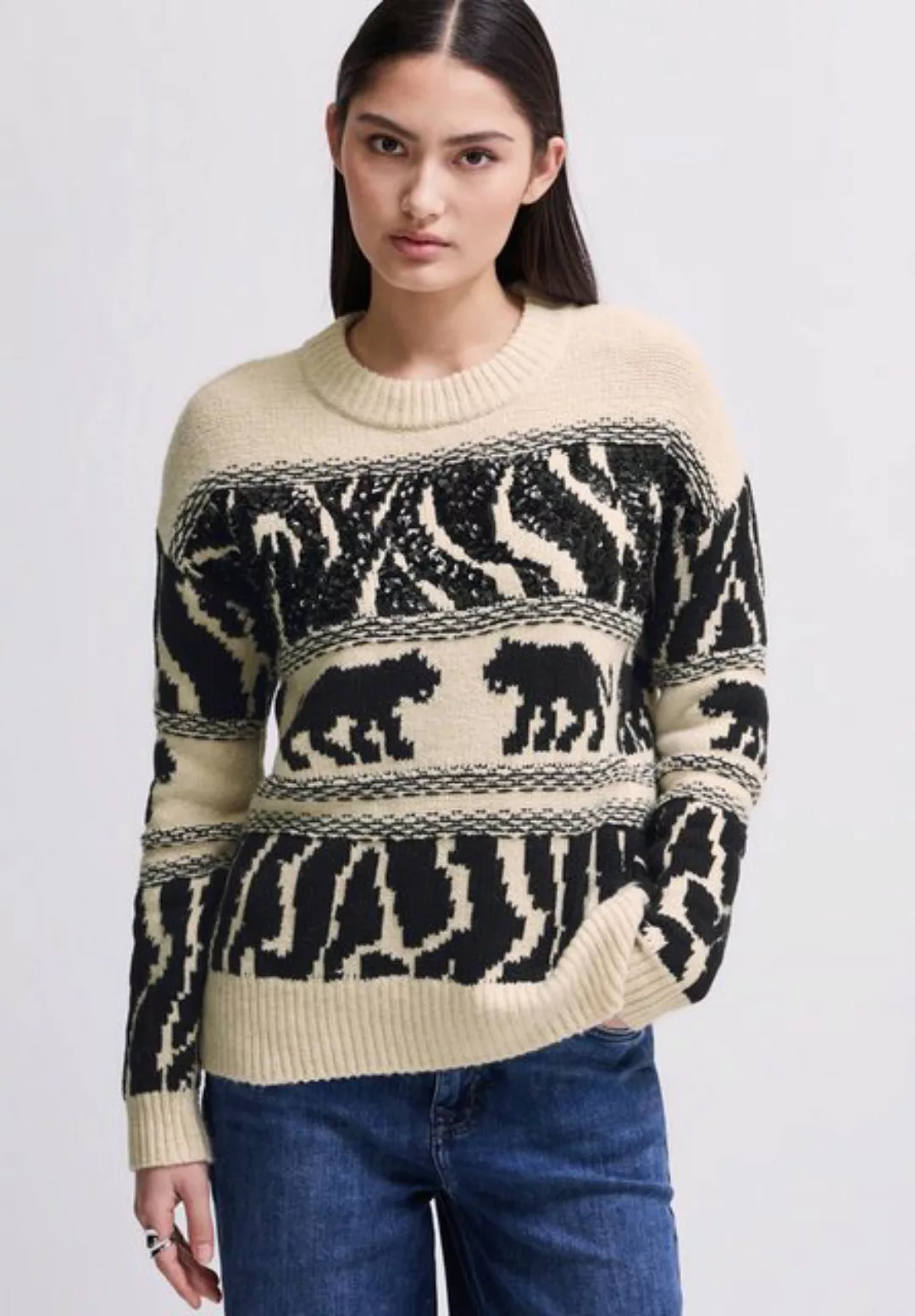 STREET ONE STUDIO Strickpullover, mit Muster günstig online kaufen