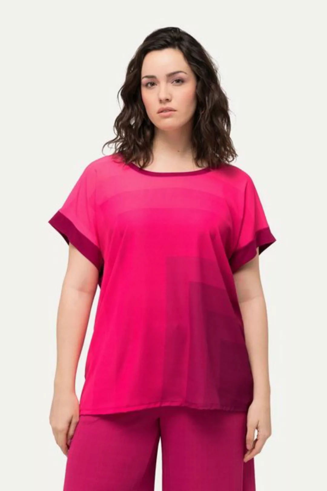 Ulla Popken Rundhalsshirt Blusenshirt Oversized Rundhals Halbarm günstig online kaufen