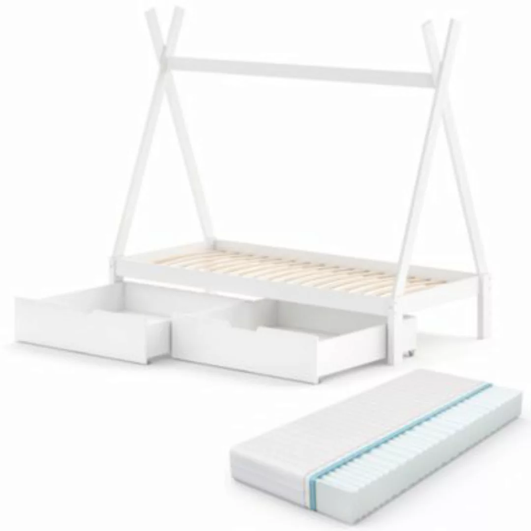 VitaliSpa Kinderbett Tipi Weiß 90 x 200 cm inklusive Schubladenset und Matr günstig online kaufen