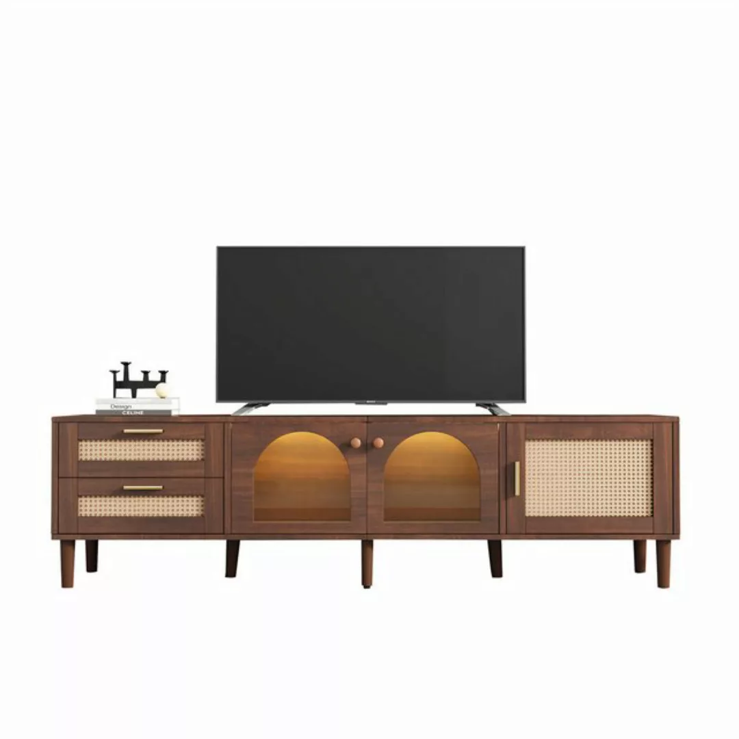 XDOVET TV-Schrank 180 cm TV-Schrank für 80-Zoll-Fernseher – mit 2 Rattan-Sc günstig online kaufen