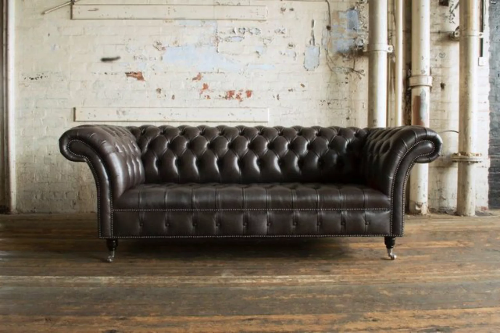 JVmoebel 3-Sitzer Chesterfield 3 Sitzer Design Luxus Sofa 100% Leder Sofort günstig online kaufen