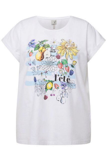 Ulla Popken Rundhalsshirt T-Shirt Früchte Oversized Rundhals Halbarm günstig online kaufen