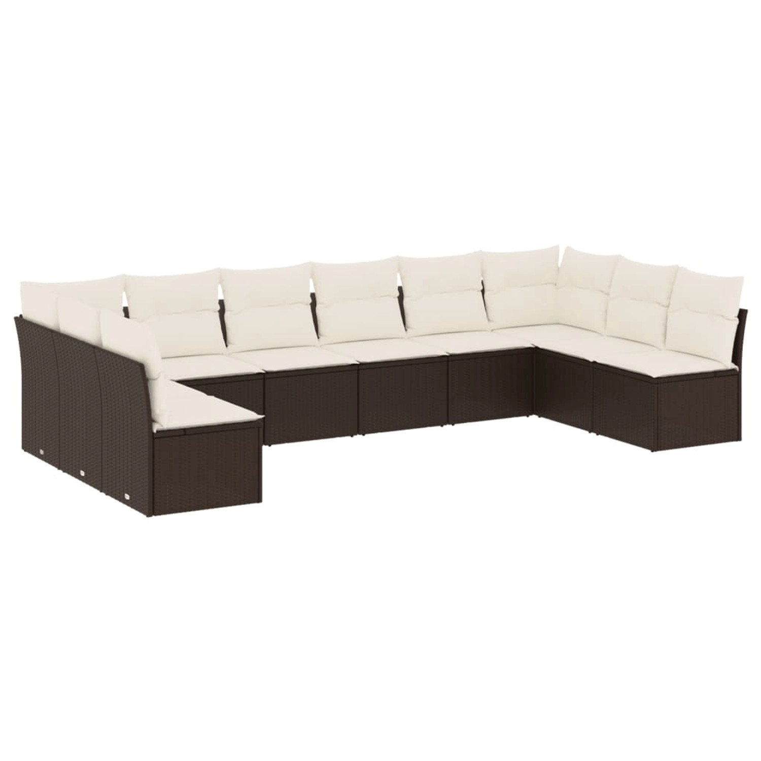 vidaXL 10-Tlg Garten-Sofagarnitur mit Kissen Braun Poly Rattan 3249932 günstig online kaufen