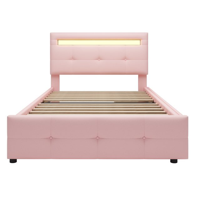 MODFU Bett Polsterbett Kinderbett Jugendbett Gästebett (mit LED-Leuchten, 2 günstig online kaufen