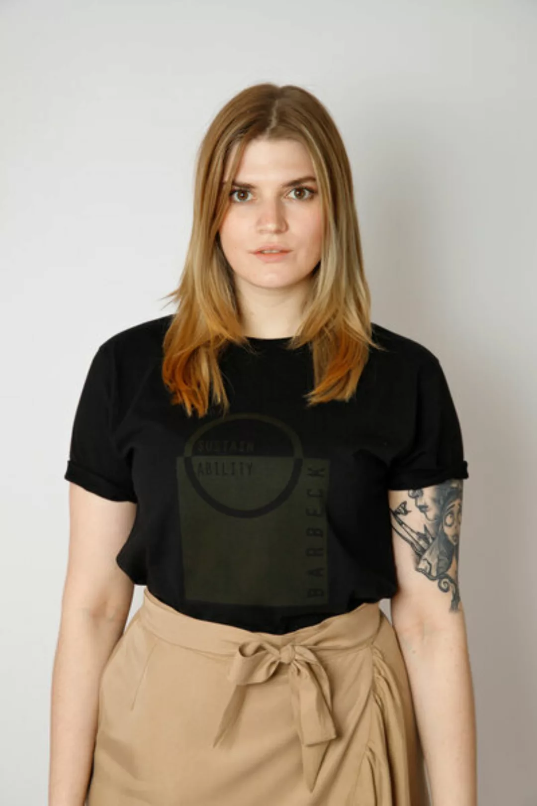Damen Bio-baumwoll Shirt Mit Siebdruck, Schwarz günstig online kaufen