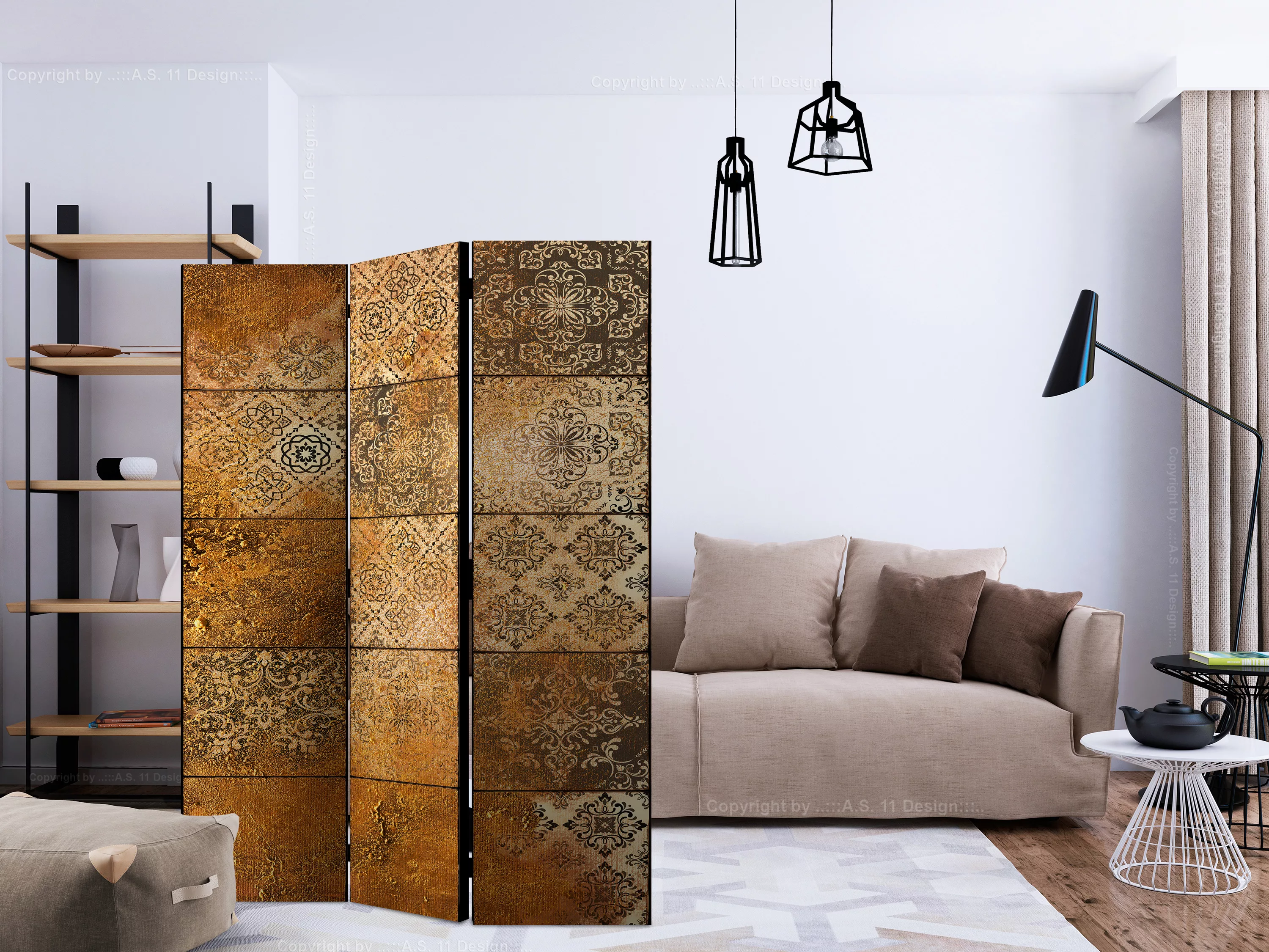 3-teiliges Paravent - Old Tiles [room Dividers] günstig online kaufen