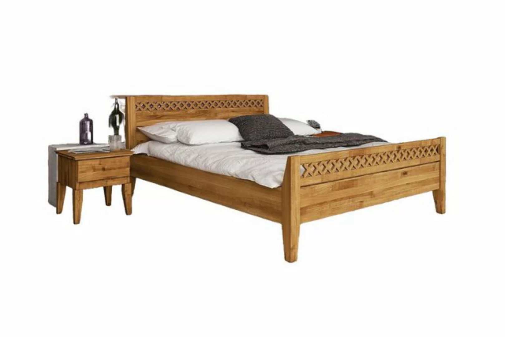 Natur24 Einzelbett Bett Sydo 4 Wildeiche 140x200cm mit Holzkopfteil und hoh günstig online kaufen