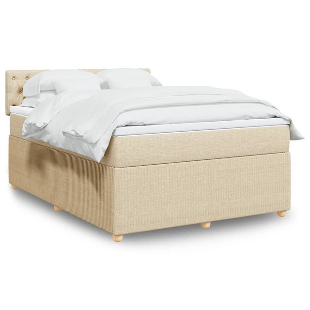 vidaXL Boxspringbett, Boxspringbett mit Matratze Creme 160x200 cm Stoff günstig online kaufen