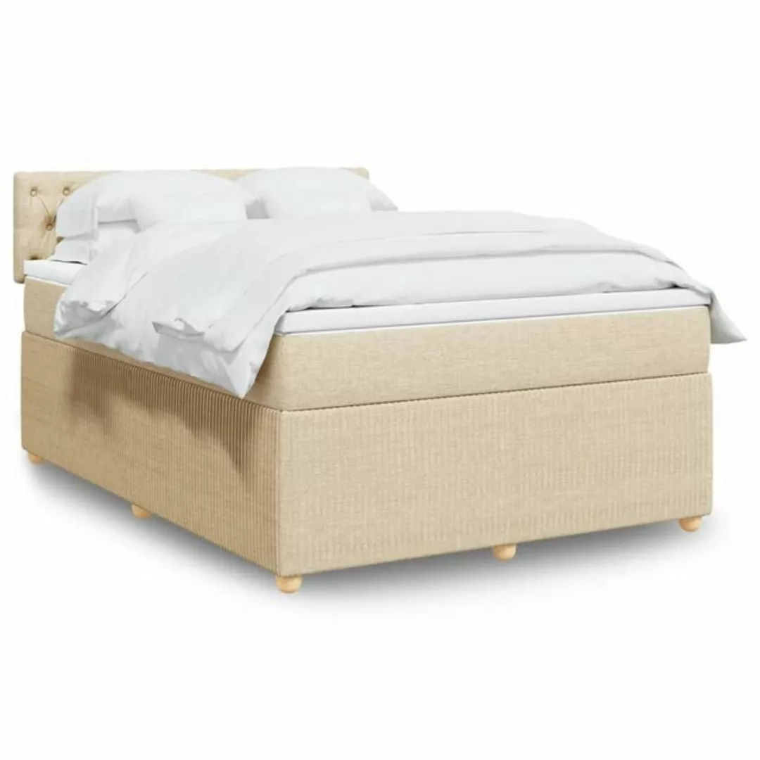 vidaXL Boxspringbett, Boxspringbett mit Matratze Creme 160x200 cm Stoff günstig online kaufen