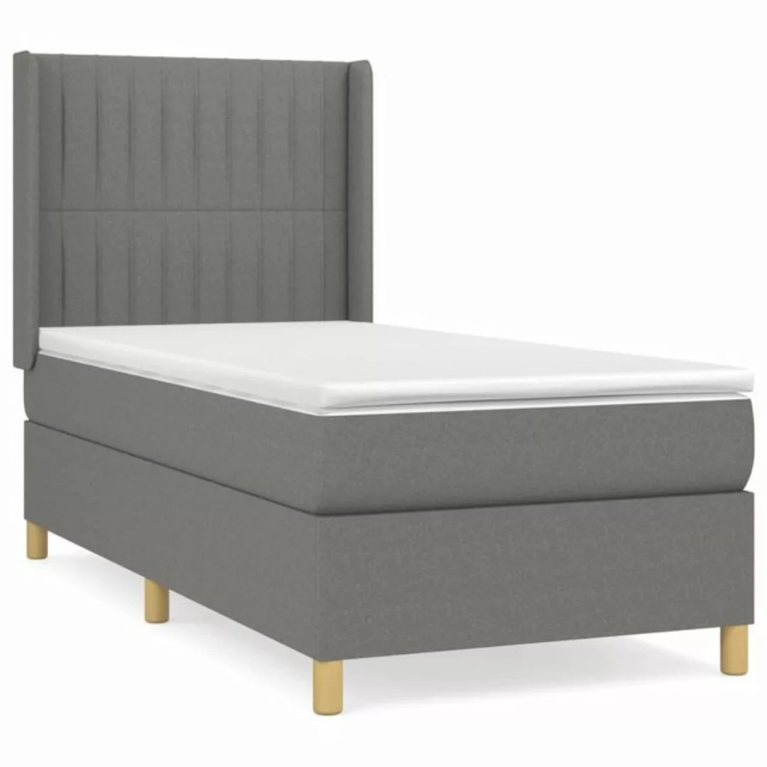 furnicato Bettgestell Boxspringbett mit Matratze Dunkelgrau 80x200 cm Stoff günstig online kaufen