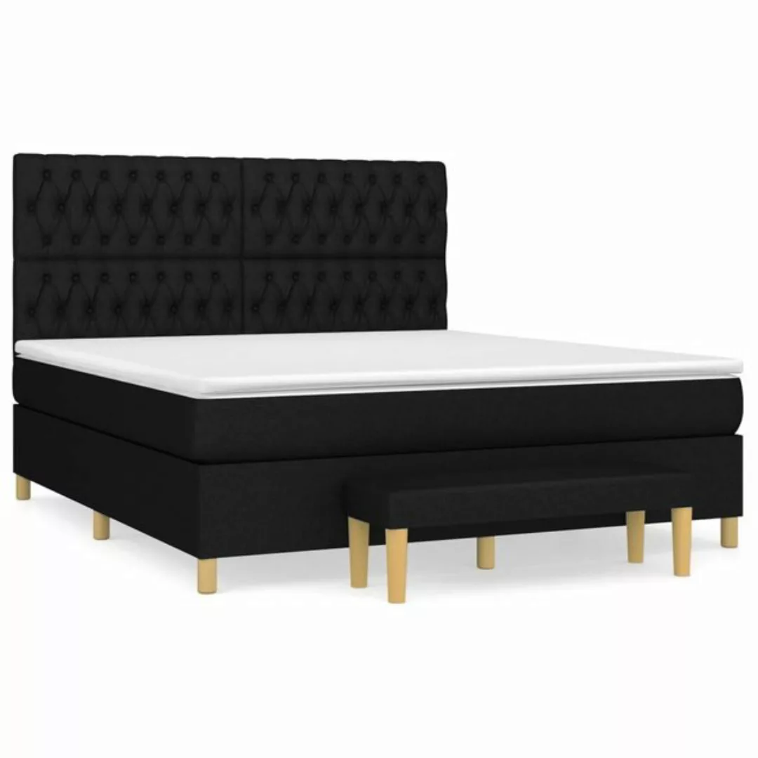 furnicato Bett Boxspringbett mit Matratze Schwarz 180x200 cm Stoff günstig online kaufen