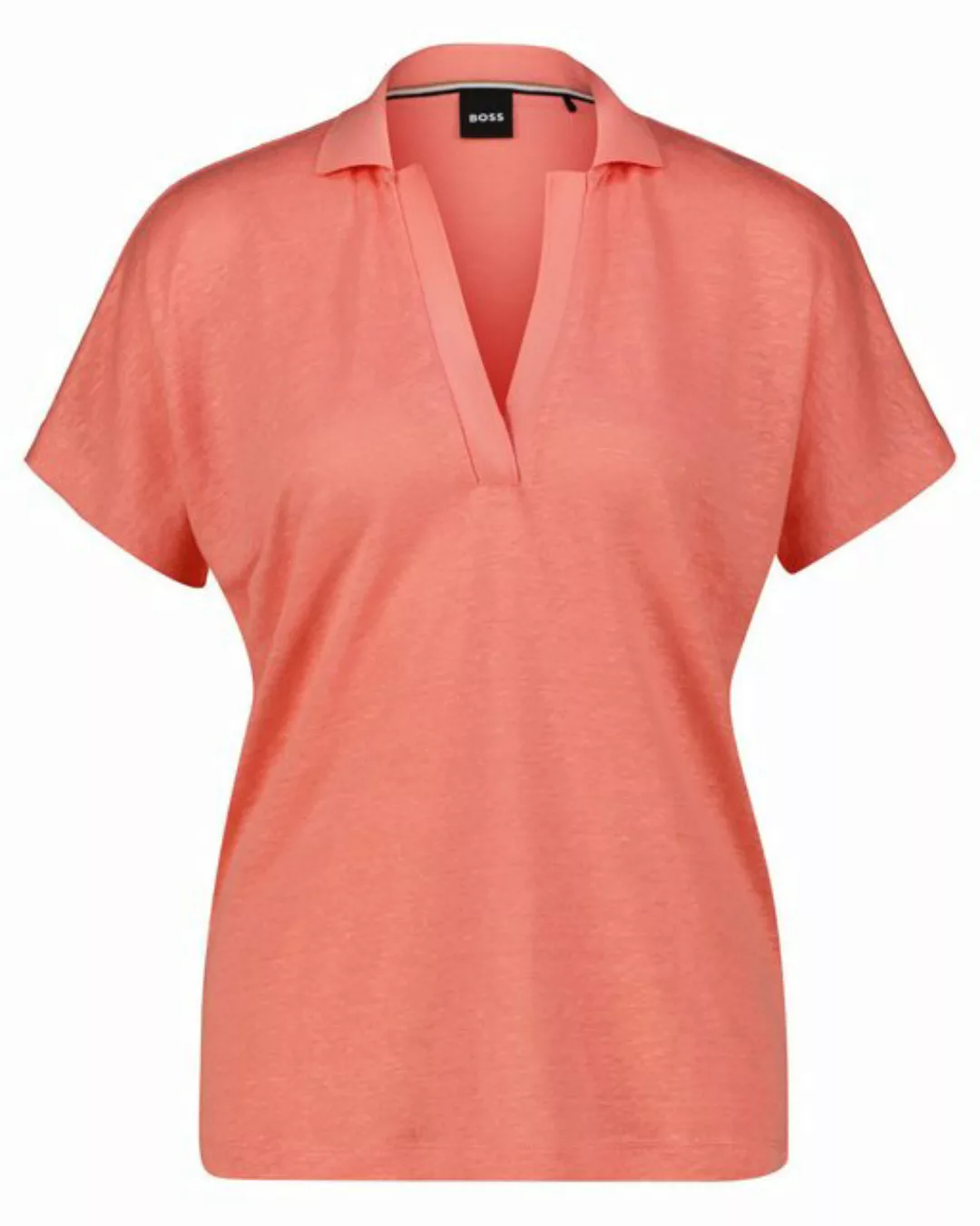 BOSS Poloshirt Damen Strickpoloshirt mit Leinen ENELINA Kurzarm (1-tlg) günstig online kaufen