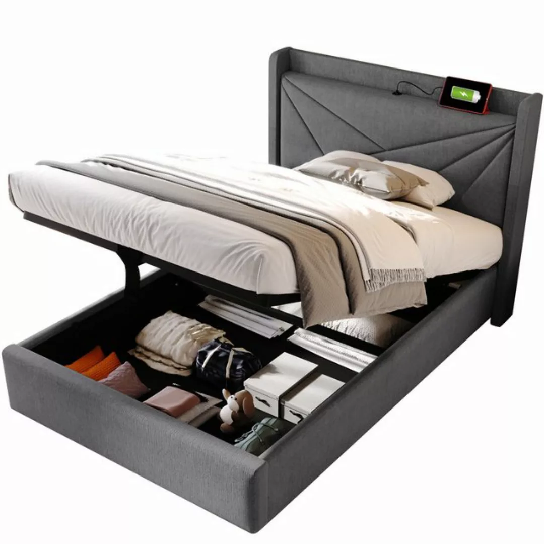 TavilaEcon Boxspringbett Einzelbett mit Stauraum und USB Typ C Ladefunktion günstig online kaufen