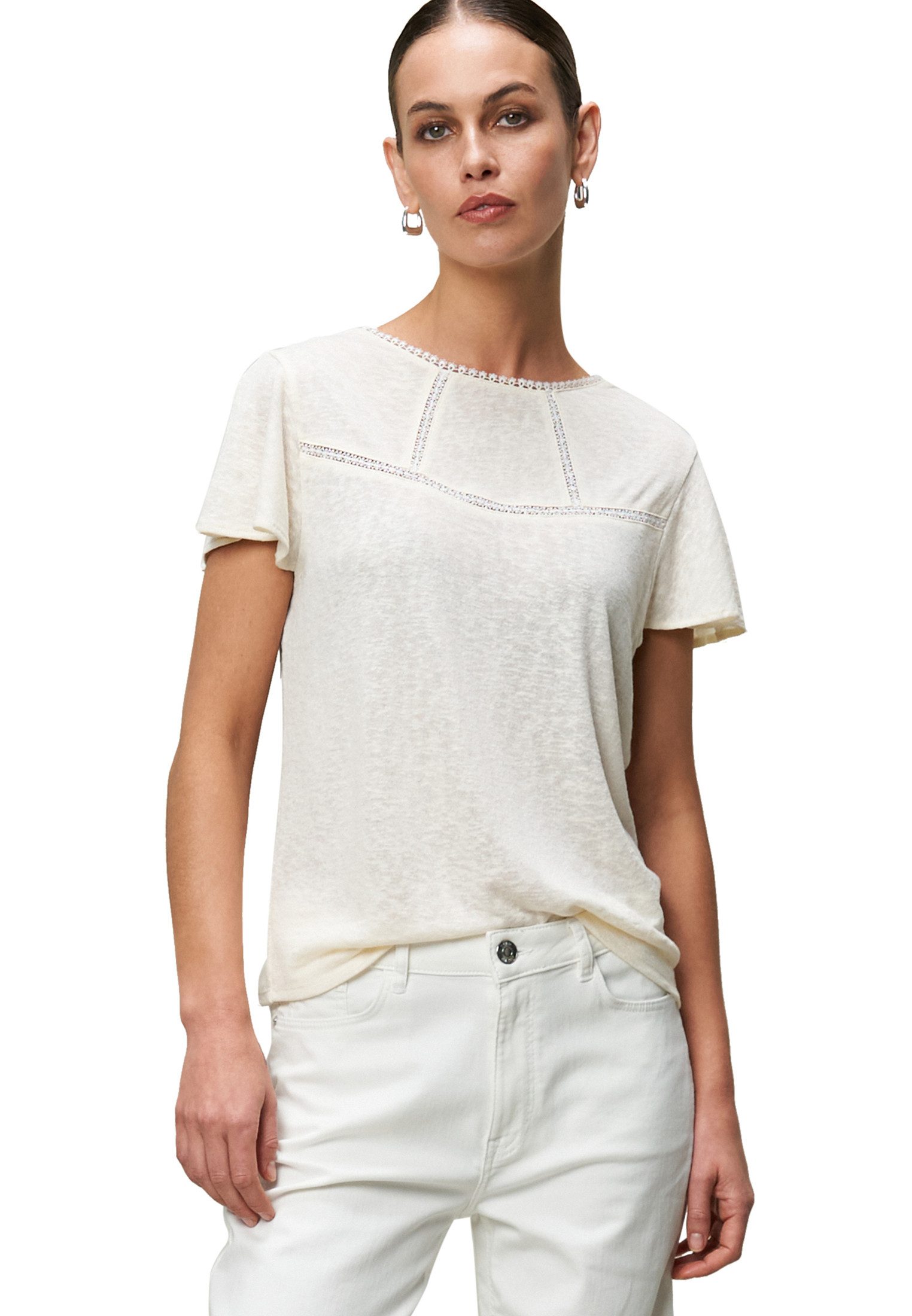 Zero Kurzarmshirt "zero Damen Shirt mit Häkeldetails", (1 tlg.), Lochmuster günstig online kaufen